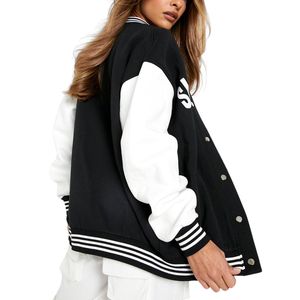 แจ็กเก็ตผ้ากำมะหยี่ปักลายตัวอักษรมหาวิทยาลัยสำหรับผู้ชายผู้หญิงคอตตอน100% ระบายอากาศคอตตอนแขนฤดูหนาว - Product Image 5