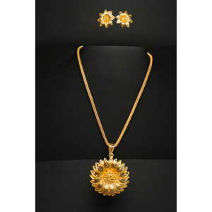 Compra collar pendientes conjunto con chapado en oro de 22 quilates diseño premium collar pendientes conjunto para mujer usar joyería - Product Image 1