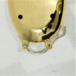 VISHAL HANDICRAFT Designer Floral Leaf Metal <b>Tray</b> Brass Plated Gold Handles Modern Customized Elegant Serving <b>Tray</b> (Customizable - Product Image 6