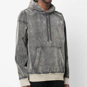 Sudadera con capucha con logotipo personalizado para hombre, sudadera vintage con lavado ácido, sudaderas desgastadas con lavado de piedra de gran tamaño - Product Image 3