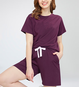 OEM/ODM 100% coton jersey tissu femmes ensemble court personnalisé DTF imprimé logo surdimensionné dropshoulder streetwear femmes ensemble court - Product Image 4