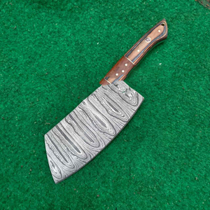 Couperet de chef en acier damas personnalisé fait à la main couteau de cuisine couperet à viande couteaux à manche en bois - Product Image 2