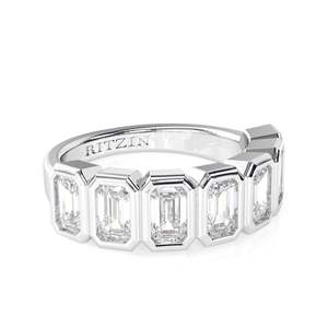 แหวนแต่งงานครึ่งนิรันดร์สำหรับผู้หญิงเพชรตัดมรกต - Product Image 1