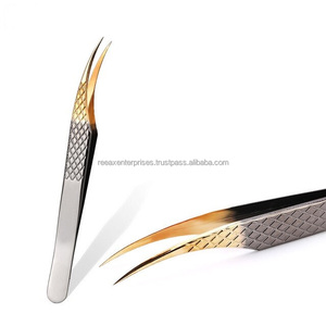 Pinzas de extensión de pestañas de acero 100%, personalizadas, de etiqueta privada, curvadas - Product Image 3