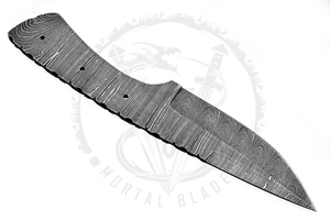 Couteau de chasse à lame vierge en acier damas fait à la main, couteau à lame fixe sans poignées - Product Image 6