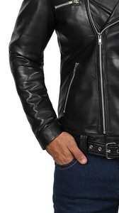 Chaqueta cortavientos de cuero con logotipo personalizado de moda, chaquetas de moda de invierno para hombres, chaquetas de motorista de cuero de cordero Real Unisex - Product Image 4
