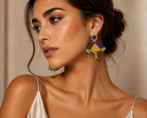 Pendientes Colgantes con Cuentas y Diseño de Paraguas, Hechos a Mano, Coloridos, de Aleación de Zinc, Chapados en Oro de 14K, Joyería para Fiesta de Carnaval, para Mujer - Product Image 2