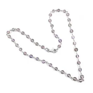 Women's Trendy 925 Silver Rose Quartz Beaded <b>Necklace</b> <b>Gold</b> Plated with Diamond <b>Pearl</b> for Wedding or Religious Occasions Gift - Product Image 1
