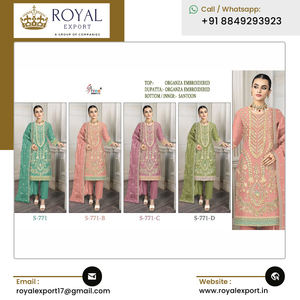 Colección de trajes pakistaníes Ropa DE BODA Traje de organza pura Palazzo Salwar con trabajo de bordado del vendedor indio - Product Image 2