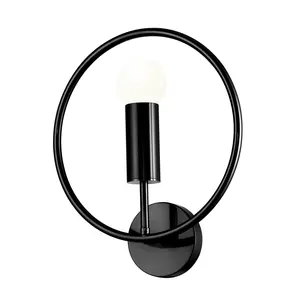 Iluminación de pasillo de montaje en pared de estilo vintage Anillo negro 1 candelabro de luz para opciones de iluminación decorativa a los mejores precios de EE. UU.