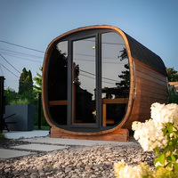 Ruang Sauna uap basah Cedar merah luar ruangan Sauna seluler mewah desain Modern sesuai pesanan untuk penggunaan rumah dan komersial