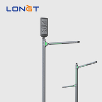 Lampu Jalan LED Surya Pintar Multifungsi, Tahan Air IP66 dengan Rumah Aluminium Terintegrasi Tiang Lampu Luar Ruangan