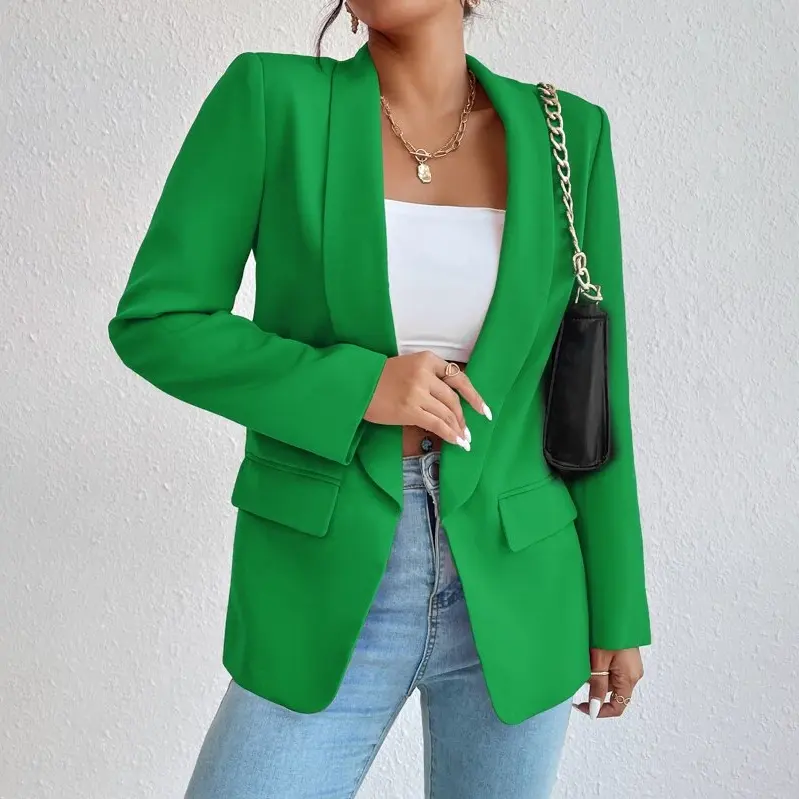 Oem Manufacturer Women Fashion Temperament Solid Color Long Sleeve Small Suit Woman Blazer Jacket