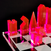 Jeu d'échecs en acrylique personnalisé, jeu d'échecs de luxe en lucite, vente en gros OEM