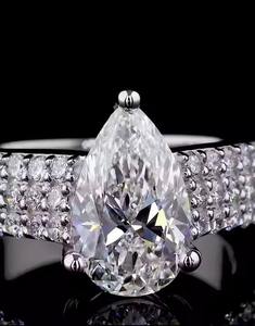 แหวนเพชรธรรมชาติสีขาว2กะรัตแหวนทองคำสีขาว925ผ่านพร้อมใบรับรองเครื่องประดับแหวนเงินสเตอร์ลิงสำหรับผู้หญิง - Product Image 5