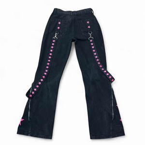SUPER TOP Sell Women's Baggy Gothic Pants Grunge <b>Black</b> Pink Star Baggy Zip Wholesale 2026 - Product Image 2