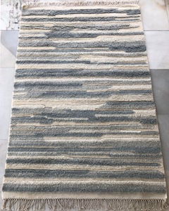 Tapis en laine noué à la main de style indien de luxe moderne Design abstrait réversible coupe à poils plats Style Boho pour la maison lavable - Product Image 6