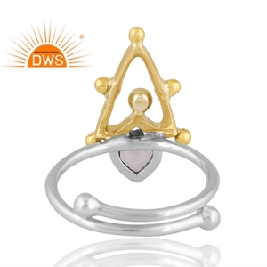 Texture Design Argent Sterling Plaqué Or 18K Améthyste Verte Naturelle Bague de Pierres Précieuses Conception Personnalisée Fournisseur de Bijoux Pour Femmes Gif - Product Image 2