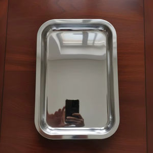 Plateau en métal vintage, plateau de service en acier inoxydable, ensemble de plateaux écologiques, design classique poli, lavable au lave-vaisselle, utilisation domestique - Product Image 1