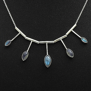 Elegante hecho a mano 925 plata esterlina 100% piedra preciosa labradorita Natural aspecto elegante collar de encanto delicado para aniversario - Product Image 3