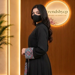 Luxury Designer <b>Black</b> Velvet Modest Abaya <b>Kaftan</b> Dress | Premium Micro-Velvet Long Maxis Solid Embroidered Cuffs | Trendsbycp - Product Image 5