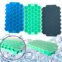 Bacs à glaçons en silicone en forme de nid d'abeille à 37 trous avec couvercle Bac à glaçons en silicone multicolore