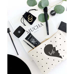 Lot de 2 trousses de maquillage portables en toile de coton à pois pour meilleures amies - Product Image 4