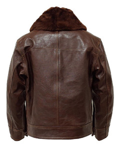 Chaqueta Bomber de Cuero Genuino para Hombre con Cuello de Piel, Cortavientos, Estilo Motero, Corte Regular, Cierre con Cinturón - Product Image 2