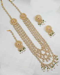 ENSEMBLE DE BIJOUX INDIENS TRADITIONNELS ET À LA MODE EN CUIVRE ENSEMBLE DE BIJOUX DE MARIAGE POUR FEMMES BOUCLES D'OREILLES ET COLLIER - Product Image 1