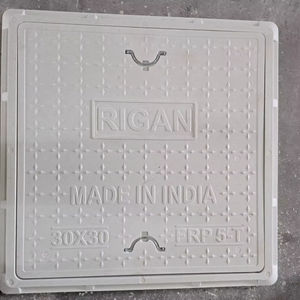 Couverture de regard carrée en composite GRP FRP de qualité supérieure, haute résistance, en plastique SMC BMC en fibre de verre pour les systèmes d'égouts municipaux - Product Image 1