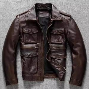 Nuevas Chaquetas de Cuero Vintage para Hombre, Chaqueta Casual de Motociclista para Otoño e Invierno, Chaqueta de Cuero de Alta Calidad para Hombre - Product Image 1