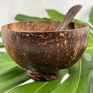 Bols en coquille de noix de coco écologique avec motif sculpté unique fait à la main au Vietnam - Product Image 1