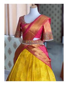 Ropa de fiesta india y Sari de red de estilo Bollywood con Secuencia de arcoíris lechoso de lujo y Sari de trabajo de borde de trabajo de hilo con blusa - Product Image 5