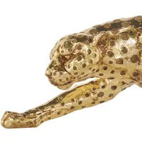 Sculpture en métal Léopard Doré, motif gaufré, pièce de décoration animale de luxe de haute qualité