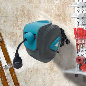 Enrouleur de câble électrique automatique extérieur de 20 m avec thermostat, protection contre les surcharges, rotatif à 180°, fixation murale en plastique - Product Image 5