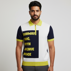 Camiseta de punto de cachemira de alta calidad para hombre CHINATOWN BYMANYC, estilo polo, bordada, oscura, a rayas, estilo Nueva York, anti-bolitas, para golf - Product Image 2