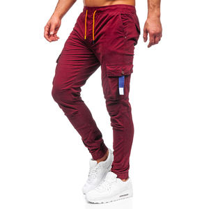 Pantalones de chándal para correr de algodón 100% para hombre, pantalones de gimnasio informales con bolsillos Cargo, ropa de descanso de lavado oscuro para uso diario - Product Image 1