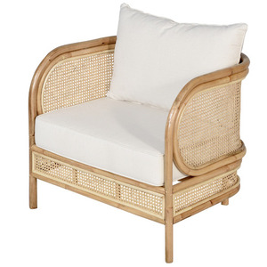Chaise d'extérieur moderne et écologique en rotin durable avec structure en rotin massif naturel et coussin imperméable pour une utilisation en extérieur - Product Image 2