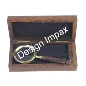 Loupe en forme de dôme en laiton poli à haute brillance dans une boîte nautique cadeaux emballés loupe élégante article cadeau promotionnel - Product Image 4
