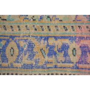 Alfombra Turca Redonda Vintage de 2,5x1,5 pies (75x45 cm), Alfombra Azul a Rayas - Product Image 5