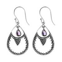 Pendientes de Lujo Premium con Amatista, Joyería para Mujer, Plata de Ley, Chapados en Oro, con Piedras Pequeñas Oxidadas, para Boda