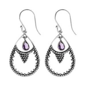 Boucles d'oreilles goutte améthyste de qualité supérieure pour femmes bijoux boucles d'oreilles pendantes en argent Sterling oxydé minuscule pierre boucles d'oreilles noël - Product Image 4