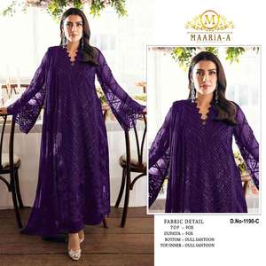 Costume pakistanais en faux georgette lourd avec broderie et séquence, travail de khatli, salwar kameez pour la vente à l'exportation - Product Image 6
