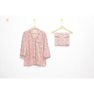 Vente flash Ensemble de pyjama en coton bleu à fleurs Impression à la main Vêtements de nuit pour femmes Ensembles de vêtements de nuit confortables pour femmes - Product Image 1