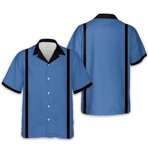 Camisa de Bolos Clásica de Manga Corta para Hombre con Rayas Verticales en Contraste y Tela Transpirable de Alto Rendimiento para Uso Casual - Product Image 5