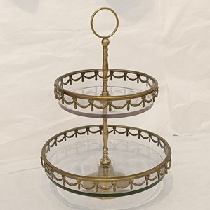 Soporte de pastel de latón y vidrio de lujo de dos niveles, elegante diseñador redondo personalizable, magdalenas de Metal y accesorios de fiesta, herramientas para pasteles - Product Image 3