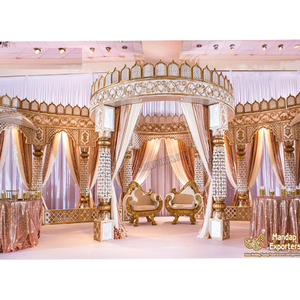 Grand mariage rajwada thème fibre Mandap mariage glamour Lotus Mandap élégant intérieur Mandap pour le mariage à venir - Product Image 1