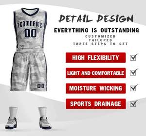 Uniformes de baloncesto sublimados personalizados de alta calidad unisex, pantalones cortos deportivos estampados con logotipo, camiseta de baloncesto de talla grande a granel - Product Image 5