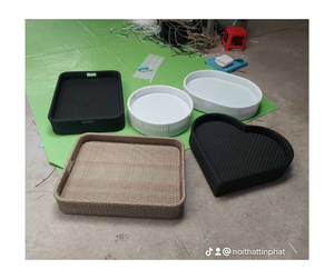 Panier de petit déjeuner flottant de qualité supérieure en gros plateau de service de piscine en rotin fait à la main en plein air Villa de villégiature petit déjeuner flottant en osier - Product Image 6