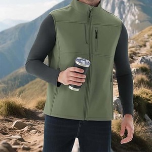 Service OEM Personnalisé – Gilet d'extérieur sans manches pour homme, léger, respirant, en toile écologique, doublé polaire, imperméable à l'avant - Product Image 3
